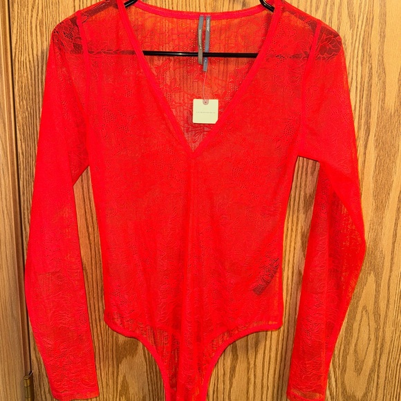 NWT Anthropologie Deep V-Neck Lace Bodysuit - Picture 3 of 6